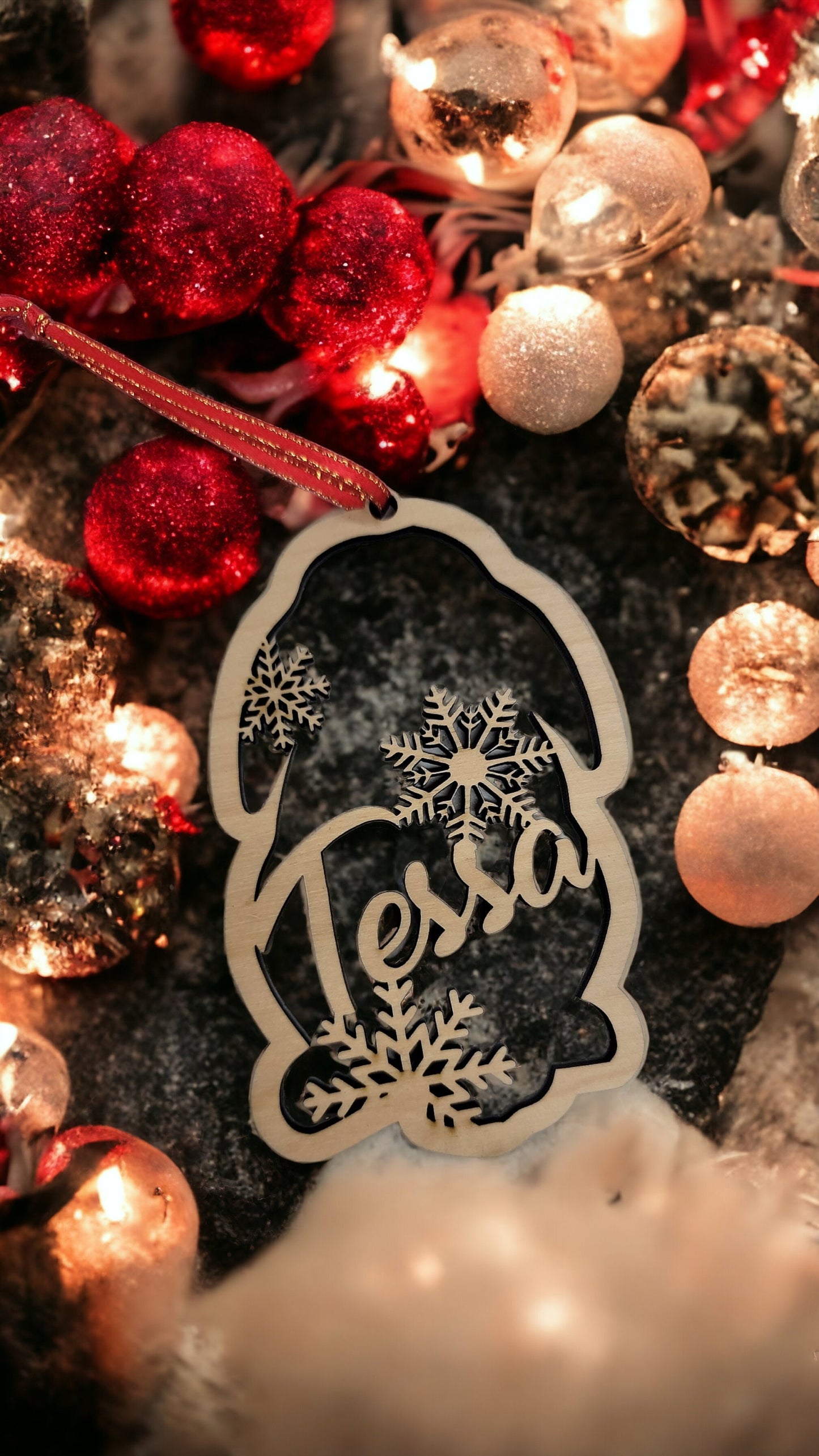 Personalized Bunny Christmas Ornament - Custom Wood Pet Rabbit Ornament