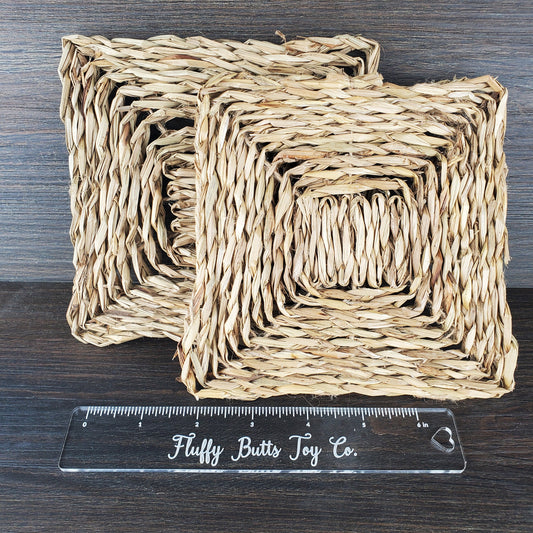 6 Inch Woven Seagrass Mats - 3 Pack - Safe chews for guinea pigs, bunny rabbits, chinchillas, rats and other small animals