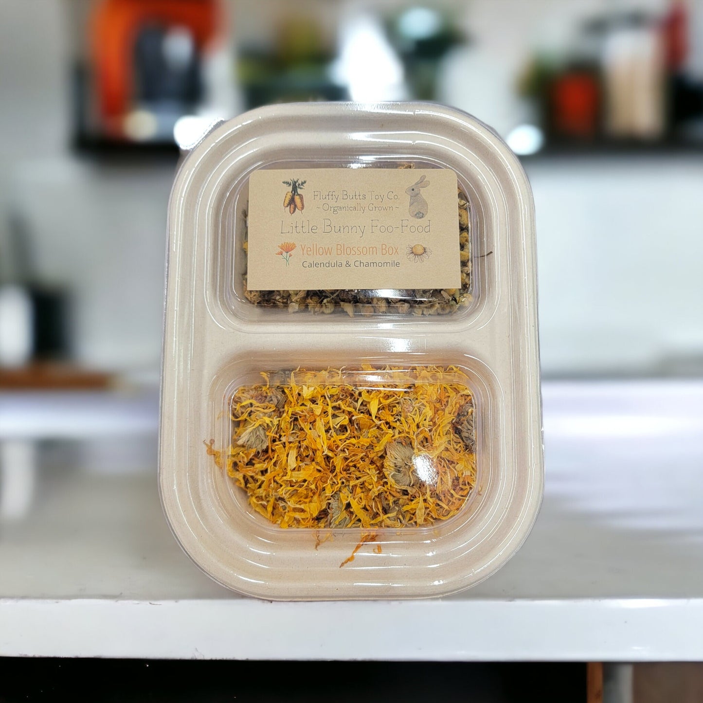 Little Bunny Foo Food - YELLOW Blossom Box - - Calendula & Chamomile - Herbal Forage for Rabbits, Bunnies, Chinchillas